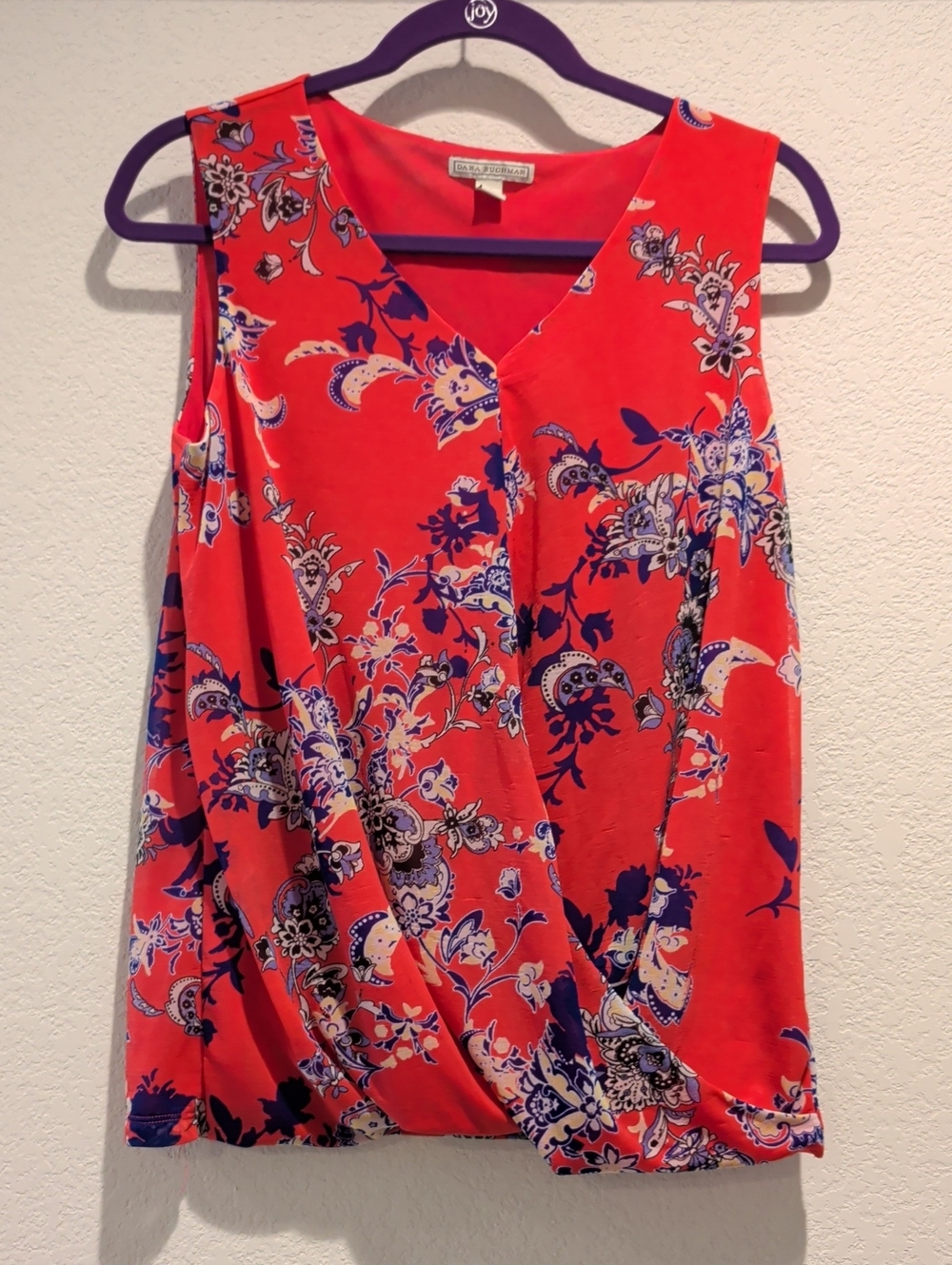 Dana Buchman Floral Draped Surplice Tank